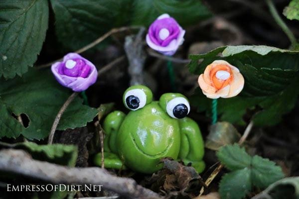 Polymer clay frog art