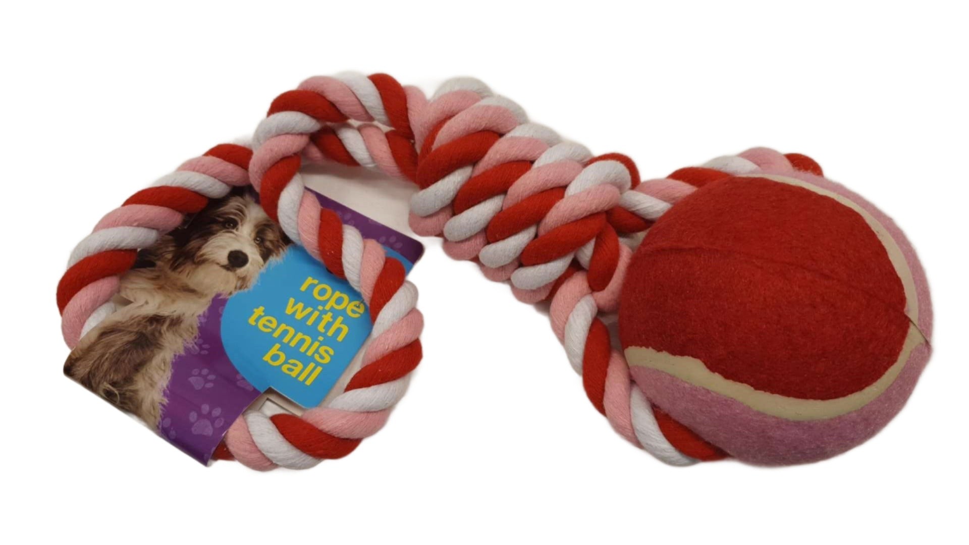 Dog Toy Rope with large Tennis Ball L42cm
