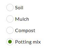 Potting mix selected as medium.